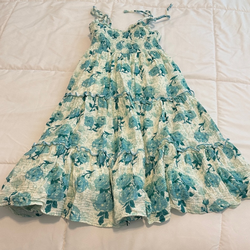 Sweet Honey Floral Blue and White Kids Dress